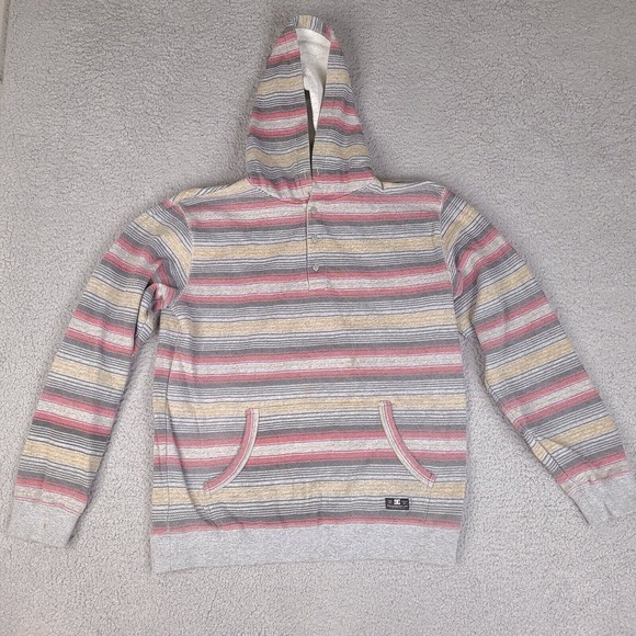 DC Shoes Hoodie Mens Medium Multicolor Sweatshirt Hooded Long Sleeve 1/4 Button - Picture 1 of 16